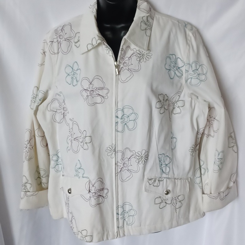 Weekender woman’s white denim jacket. Oversized, Pit to pit is 22"